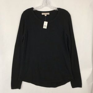 LOFT Textured Sweater Tee Black Medium